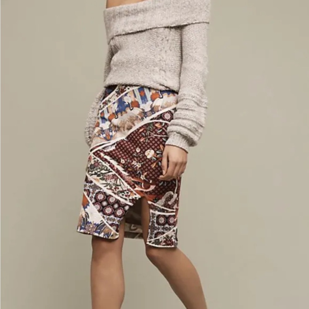 Anthropologie Maeve Vannia Printed Pencil Skirt